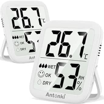 Lot de 2 thermomètres d'intérieur avec moniteur d'humidité