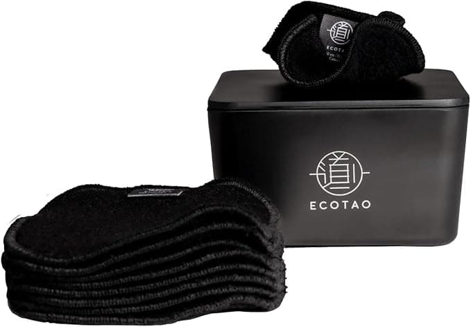 Ecotao - Lot de 7 lingettes démaquillantes réutilisables noires 