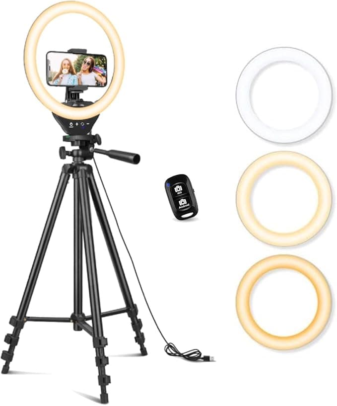 Anneau lumineux avec trépied extensible