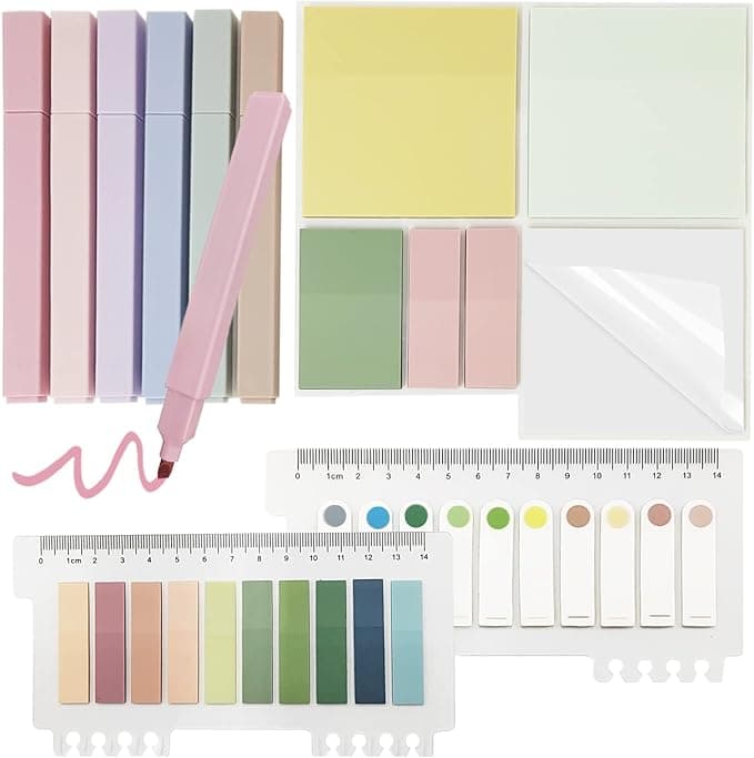 Kit de notes autocollantes et crayons pastel