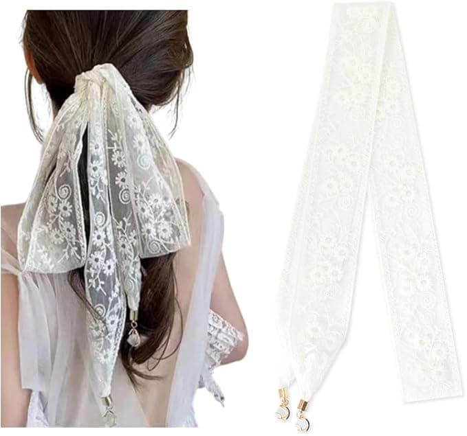 Foulard à cheveux en dentelle florale 