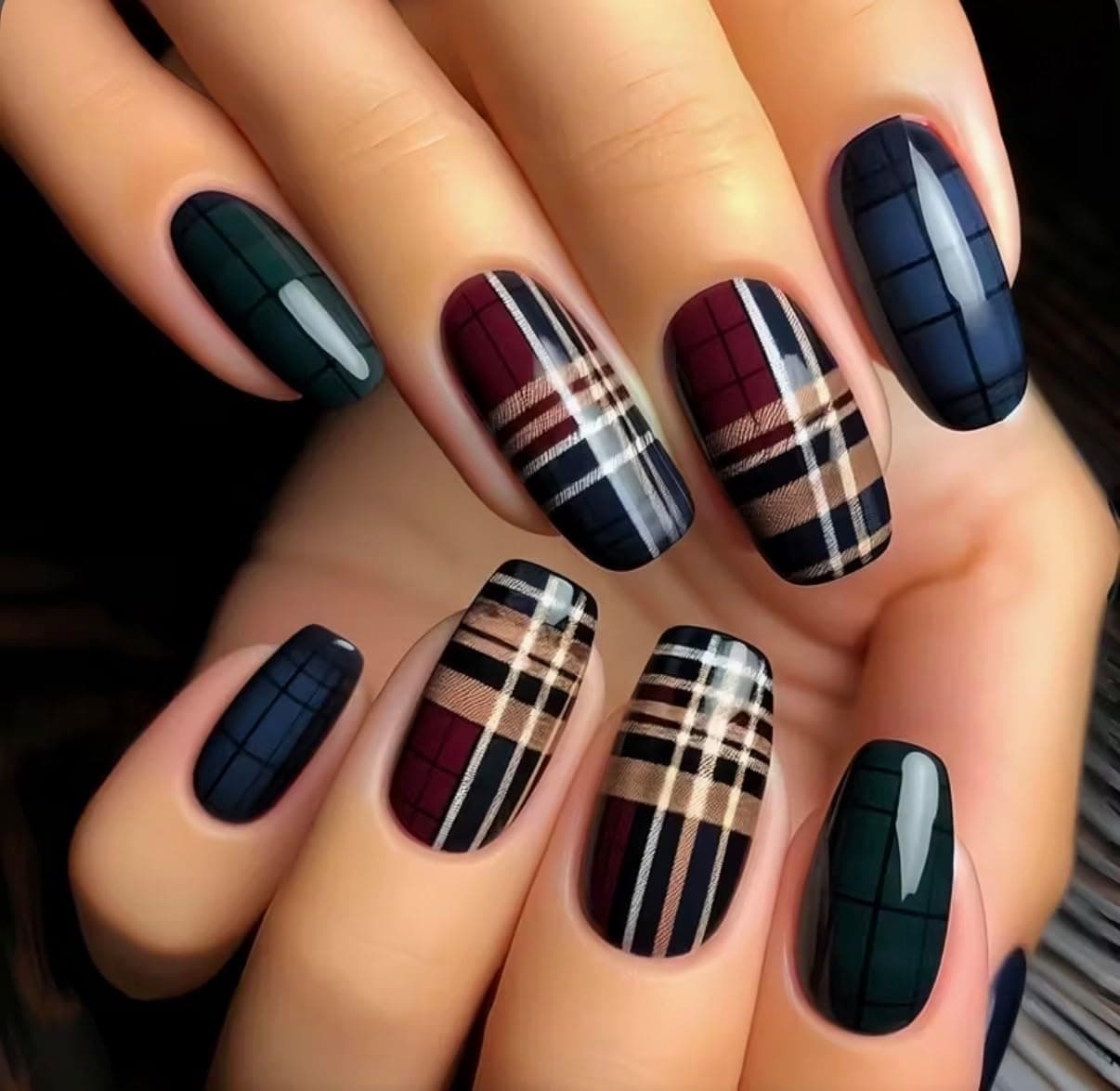 Faux ongles tartan 