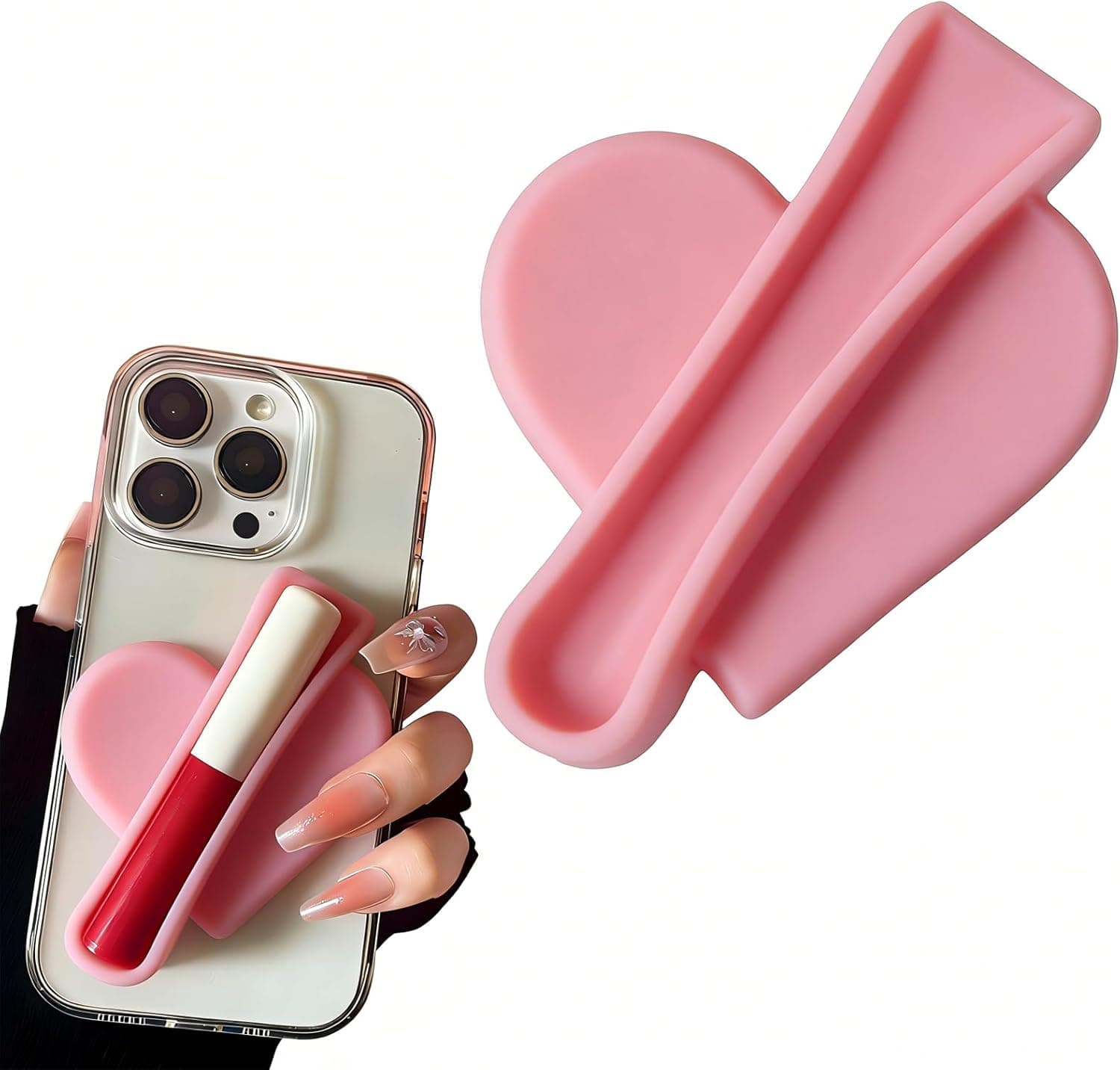 Support de rouge à lèvres en silicone en forme de cœur