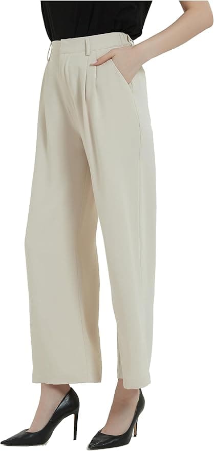 Pantalon de costume long taille haute