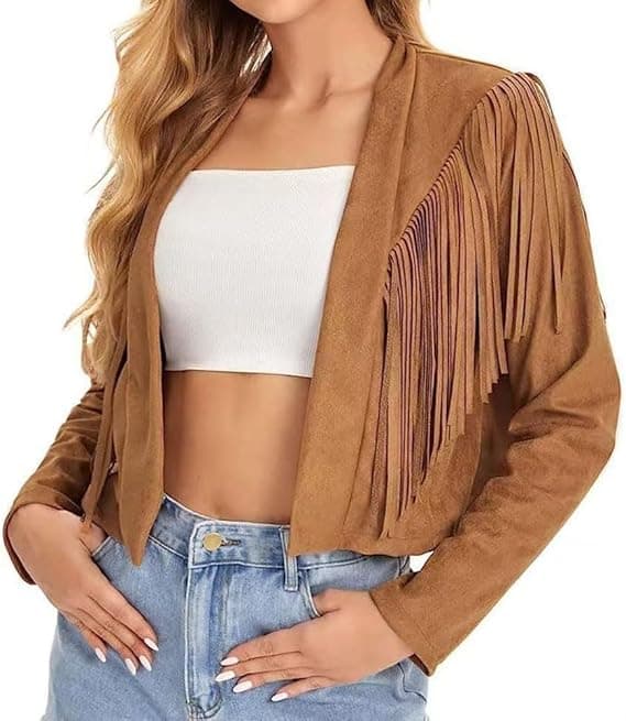 Gilet en suède à franges