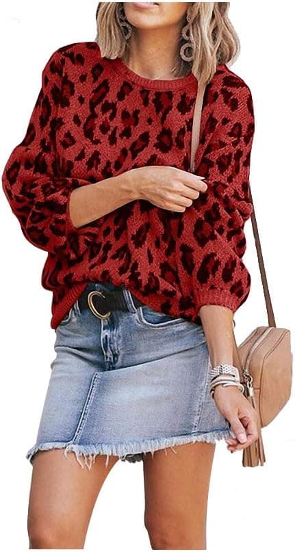 Pull à manches longues à imprimé léopard