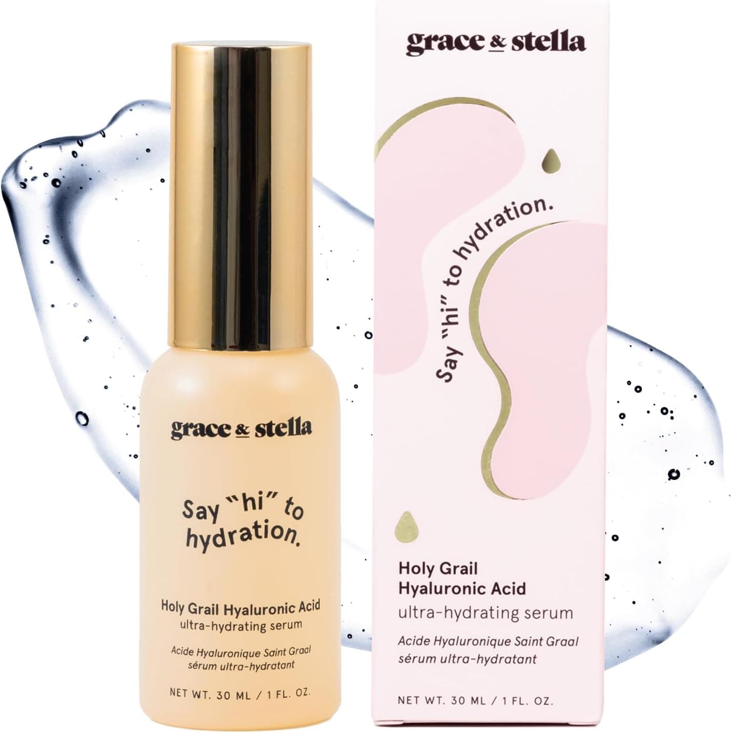 Sérum à l'acide hyaluronique primé pour le visage (30 ml) -  Grace & Stella 