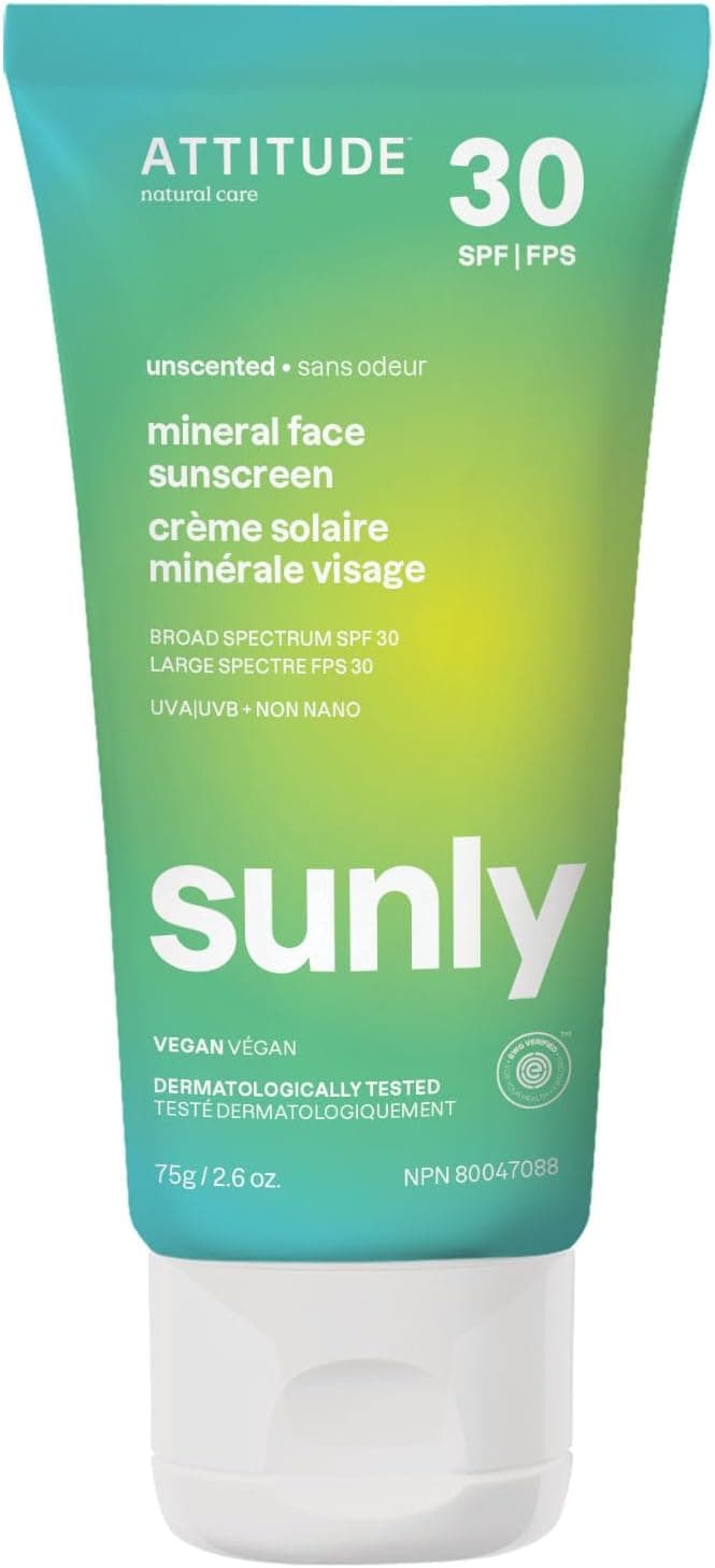 Crème solaire minérale Attitude pour le visage et le corps, large spectre UVA/UVB, respectueux des récifs,