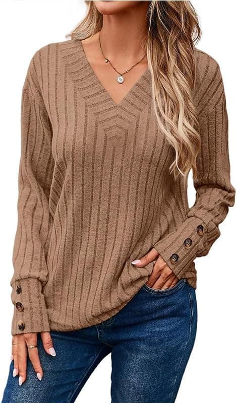 Tunique pull col en V pour femme