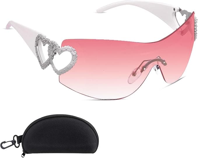 Lunettes arrondies Y2K avec coeurs