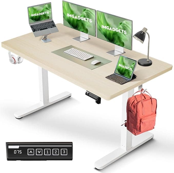 Bureau ergonomique réglable en hauteur (119,4 x 61 cm) pour le télétravail