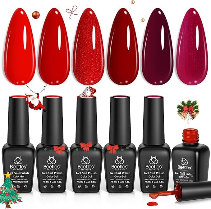 Lot de 6 vernis à ongles en gel rouge BEETLES sur Amazon