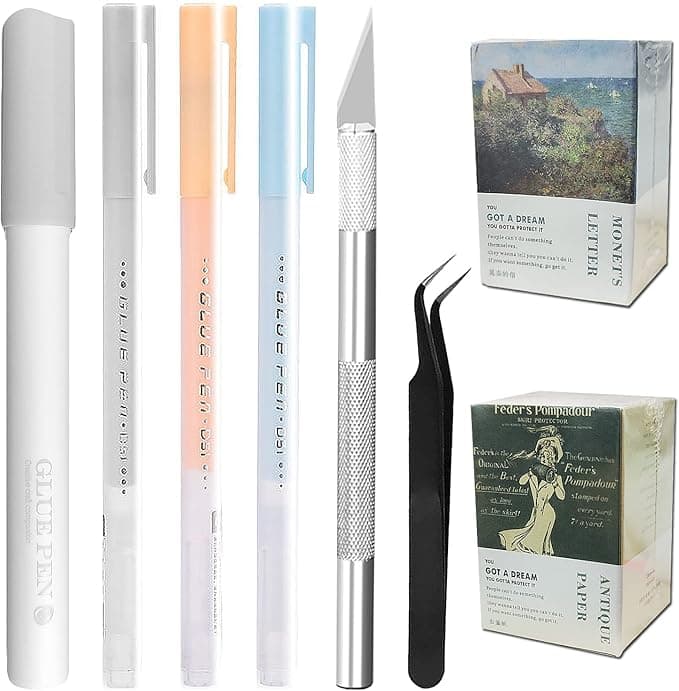 Lot de 206 stylos à colle et papier