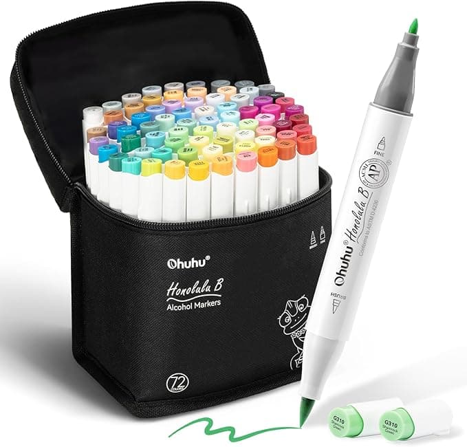 Ohuhu Honolulu B - Lot de 72 marqueurs à alcool à double pointe