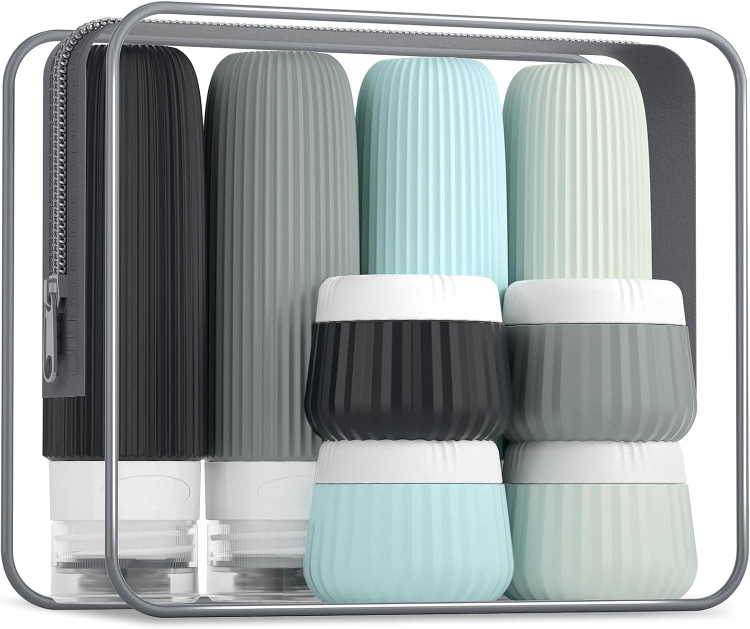 Lot de 8 bouteilles de voyage pour articles de toilette