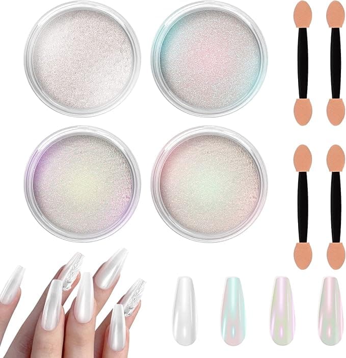 Poudre à ongles blanche chromée, en solde