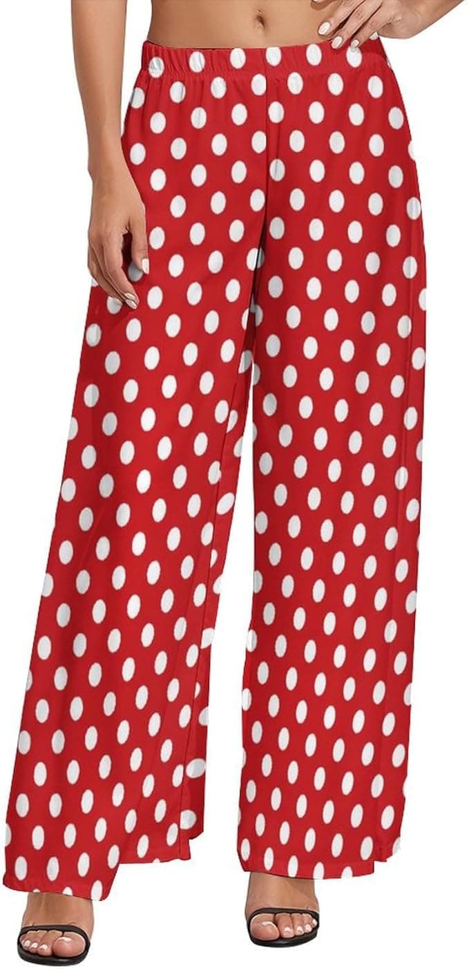 Pantalon palazzo ample à pois