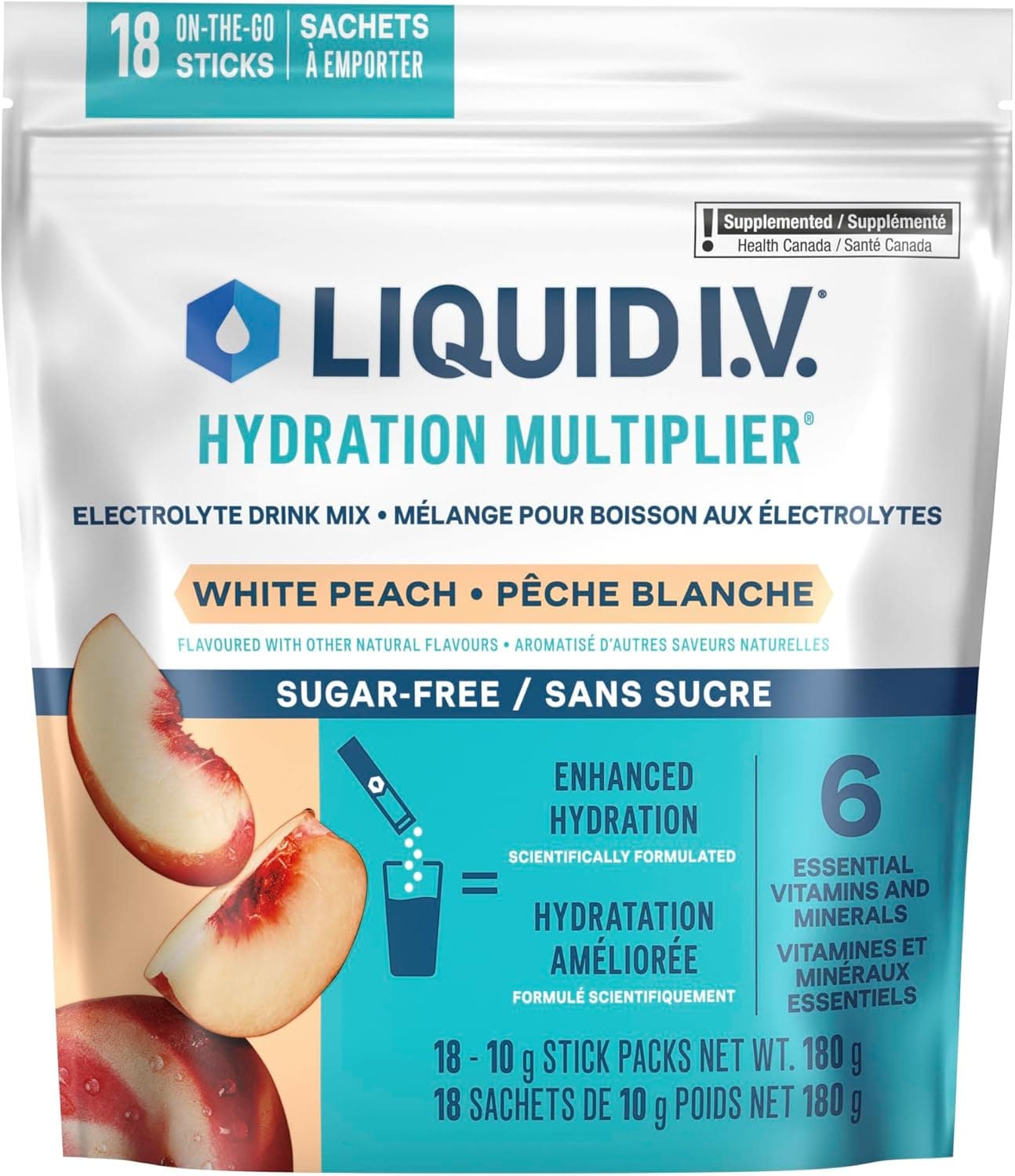 Liquid IV – Mélange à boisson électrolyte sans sucre pour une meilleure hydratation