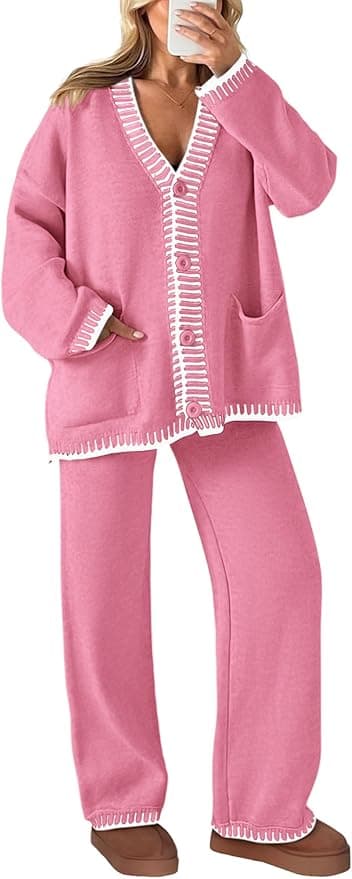 Ensemble 2 pièces en tricot assorti Prettygarden