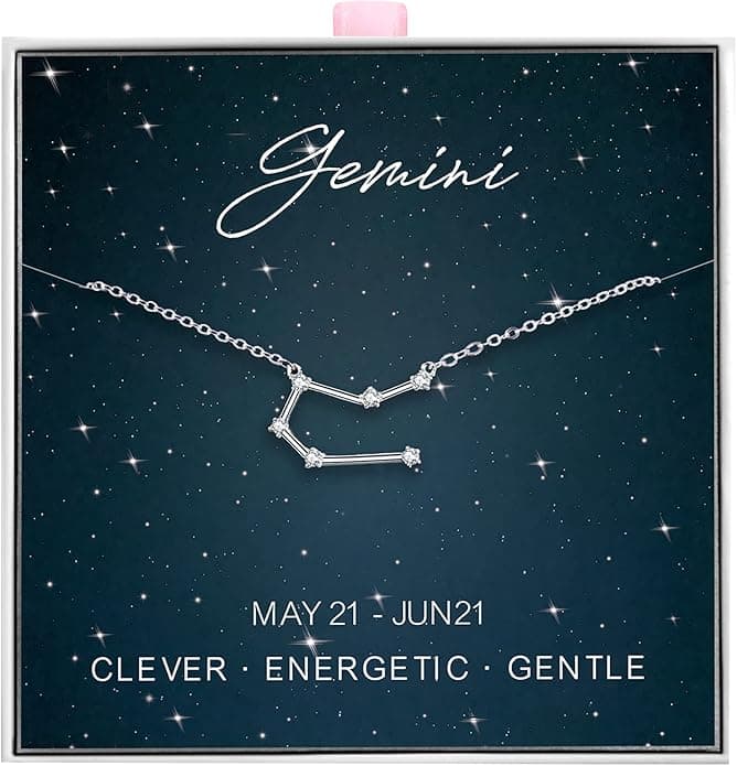 Collier en argent sterling 925 avec constellation horoscope du zodiaque