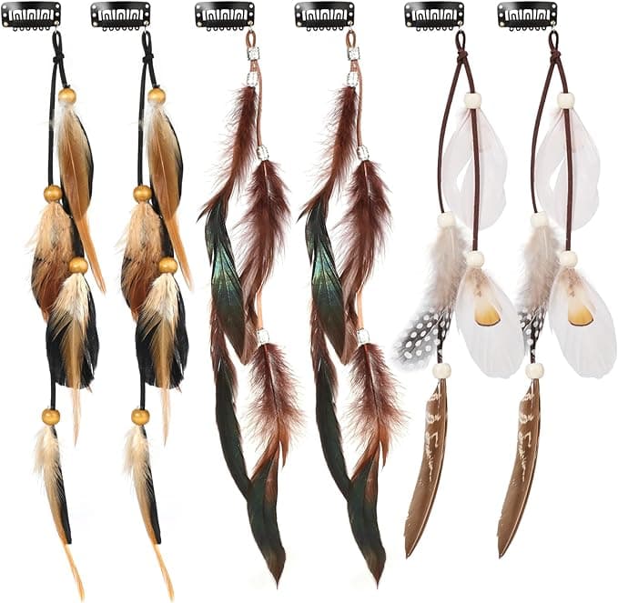 Lot de 6 pinces à cheveux en plumes MWOOT