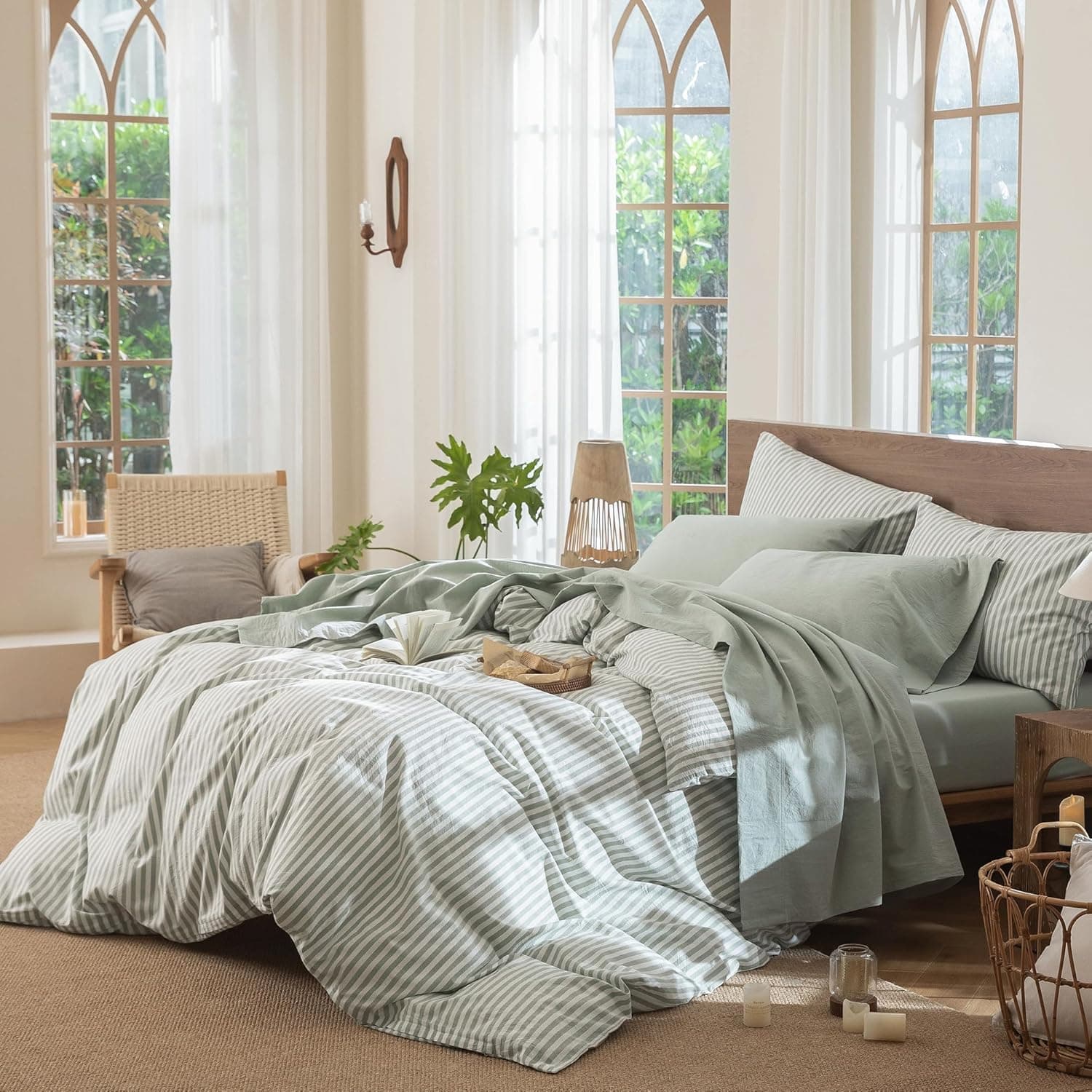 Draps de lit 100% coton lavé