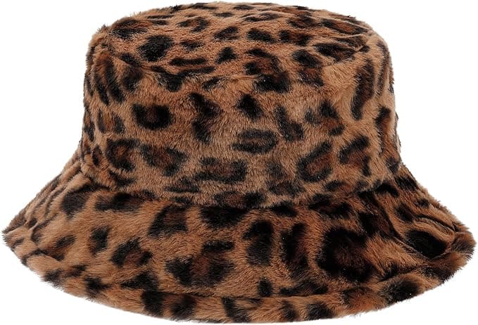 Chapeau cloche d'hiver pelucheux léopard