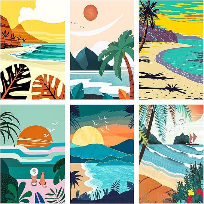 Lot de 6 kits de peinture par numéros pour adultes