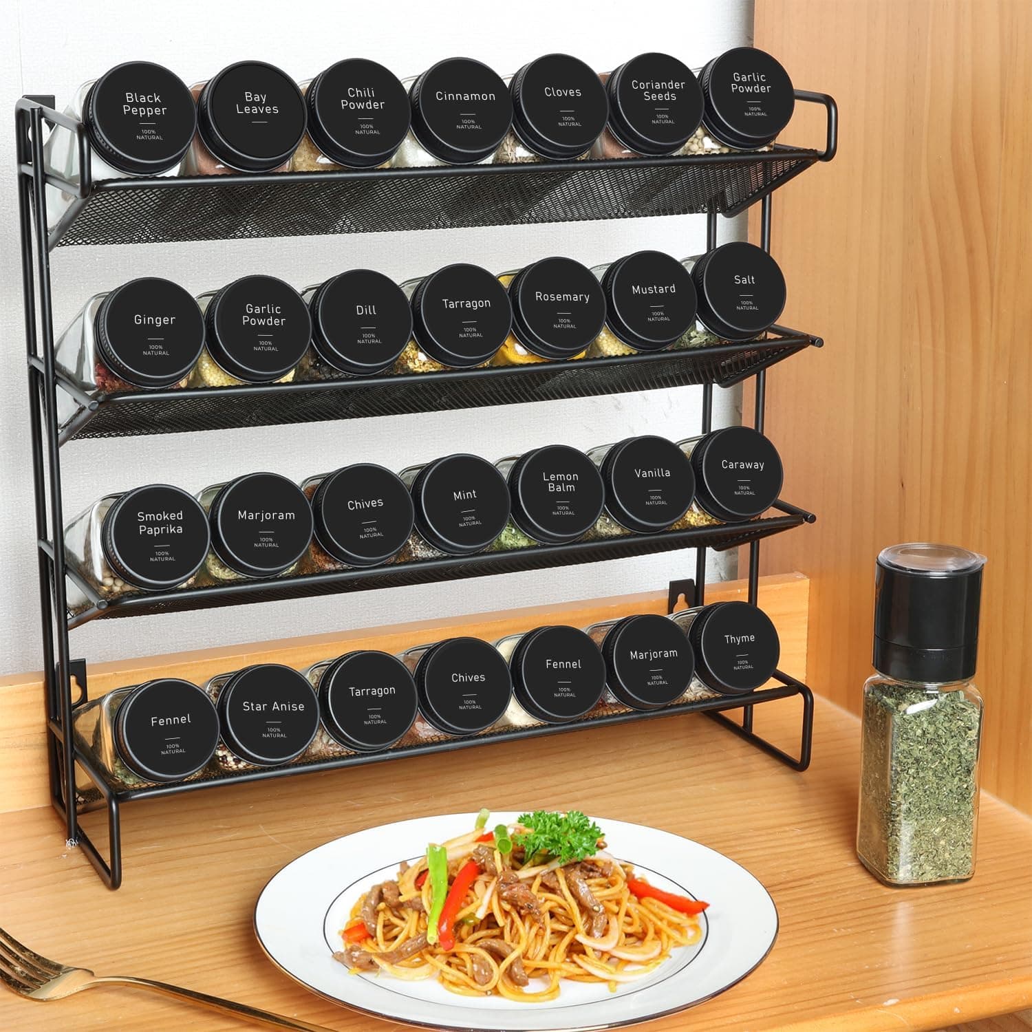 Lot de 24 pots à épices en verre