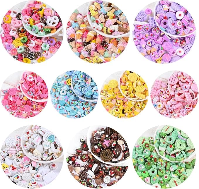 Assortiment de breloques en résine à dos plat pour loisirs créatifs, scrapbooking, loisirs