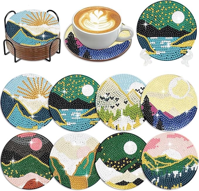 Lot de 8 dessous de verre avec support à faire soi-même