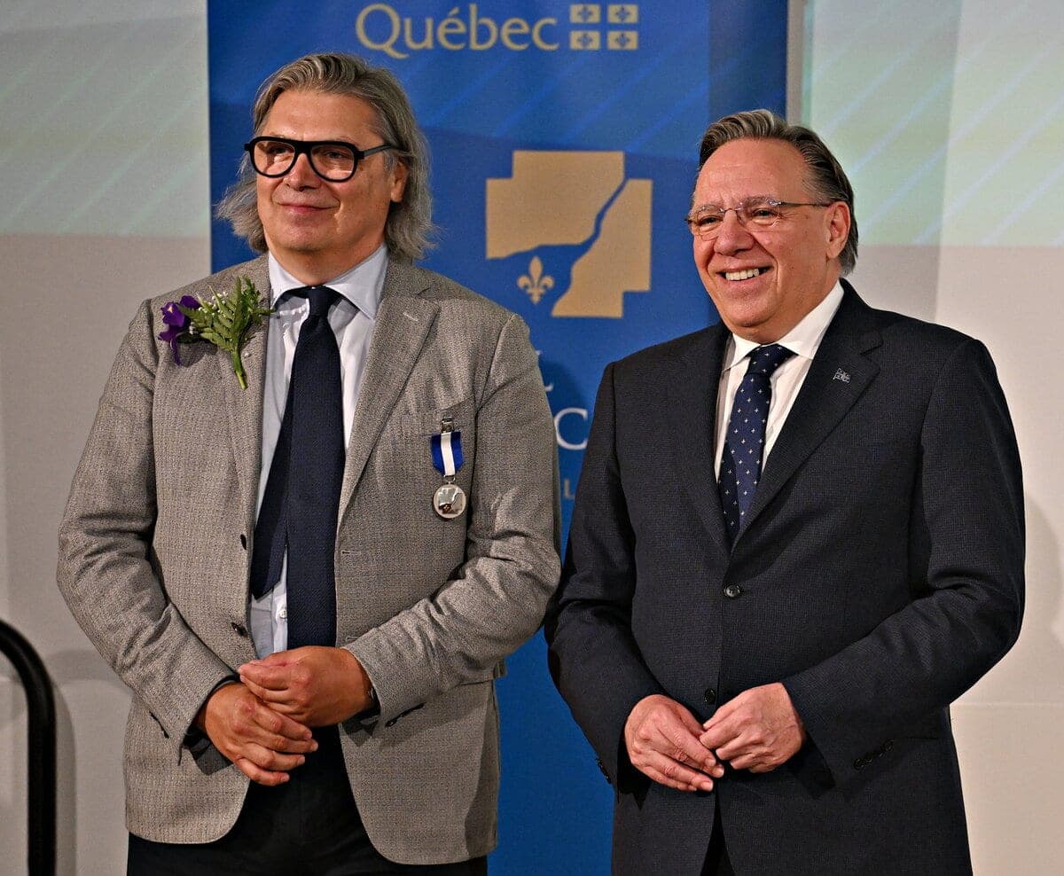 Michel Jean en compagnie du premier ministre François Legault, mercredi, à Québec