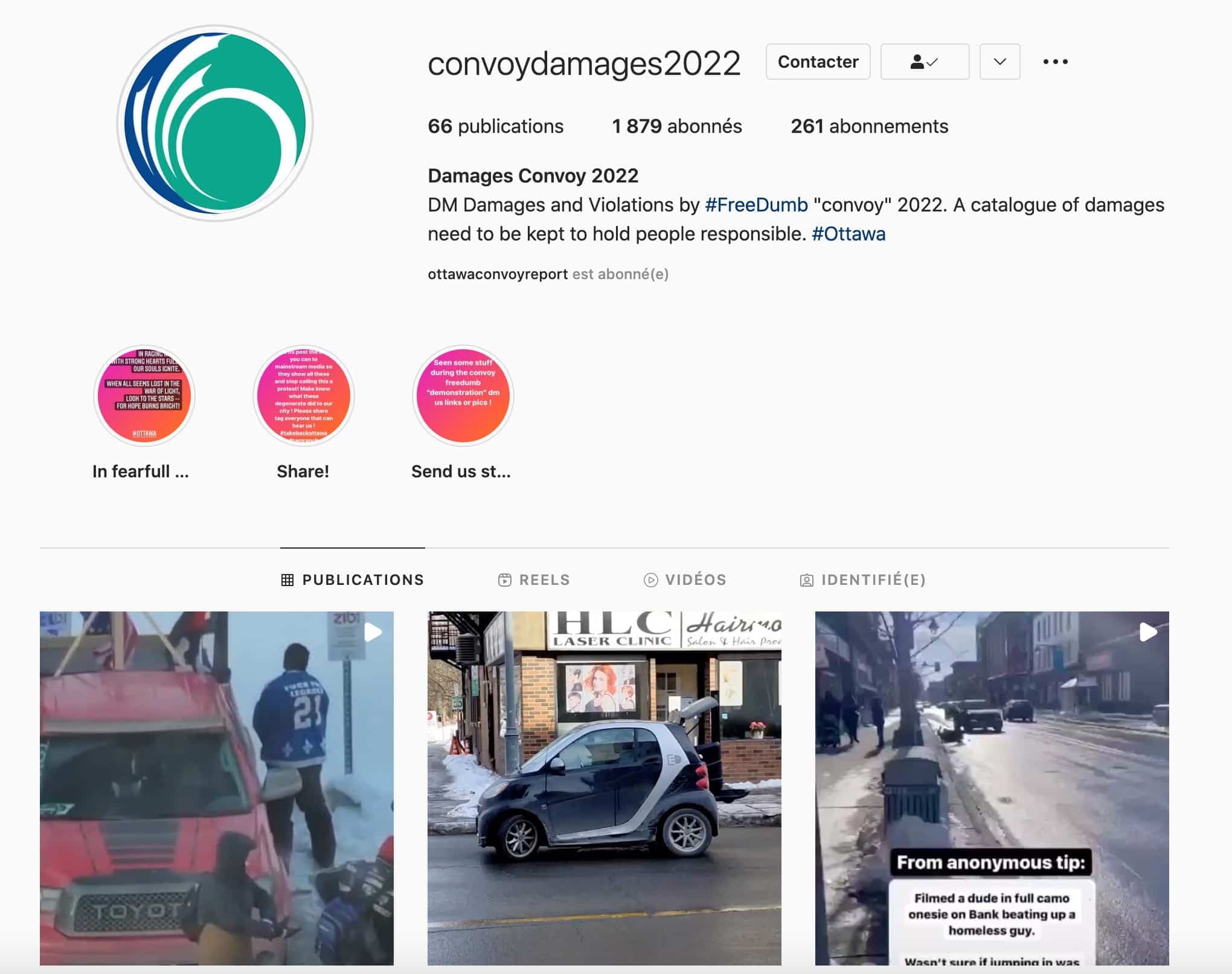 Capture d'écran tirée d'Instagram, Convoydamages2022