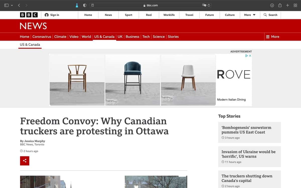 Capture d'écran Agence QMI