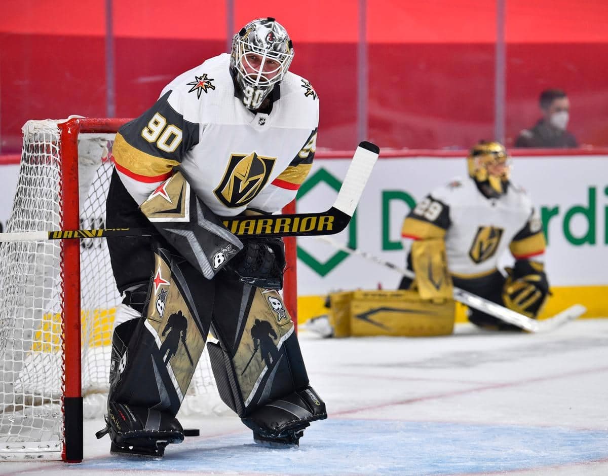 Robin Lehner, qui a remplacé Marc-André Fleury devant la cage de Vegas, devrait affronter encore le CH mardi soir.