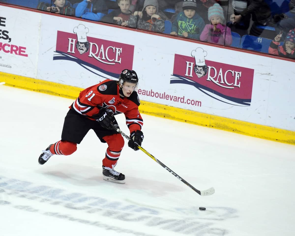 Noah Corson alors qu'il portait les couleurs des Voltigeurs de Drummondville en 2016.