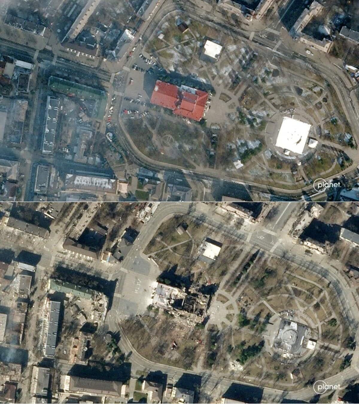 Le théâtre de Marioupol a été complétement détruit par les attaques russes.