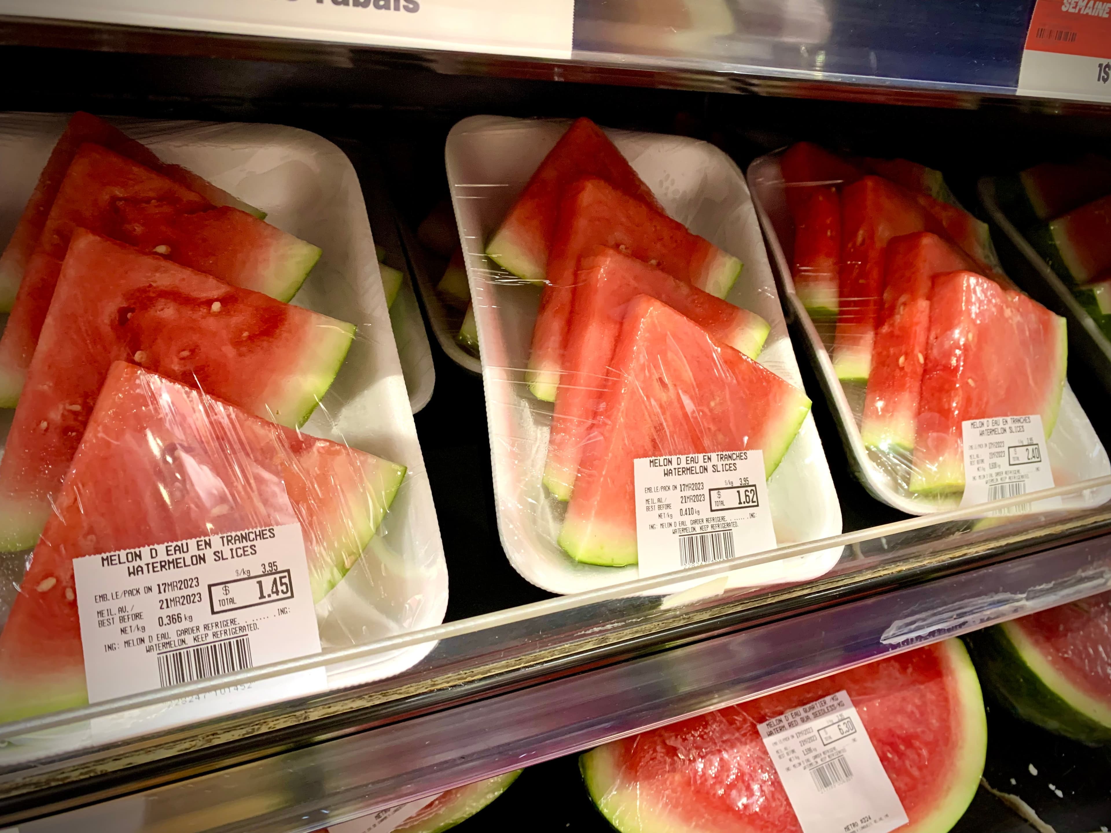 Un exemple de coupe de melon d'eau disponible chez Metro
