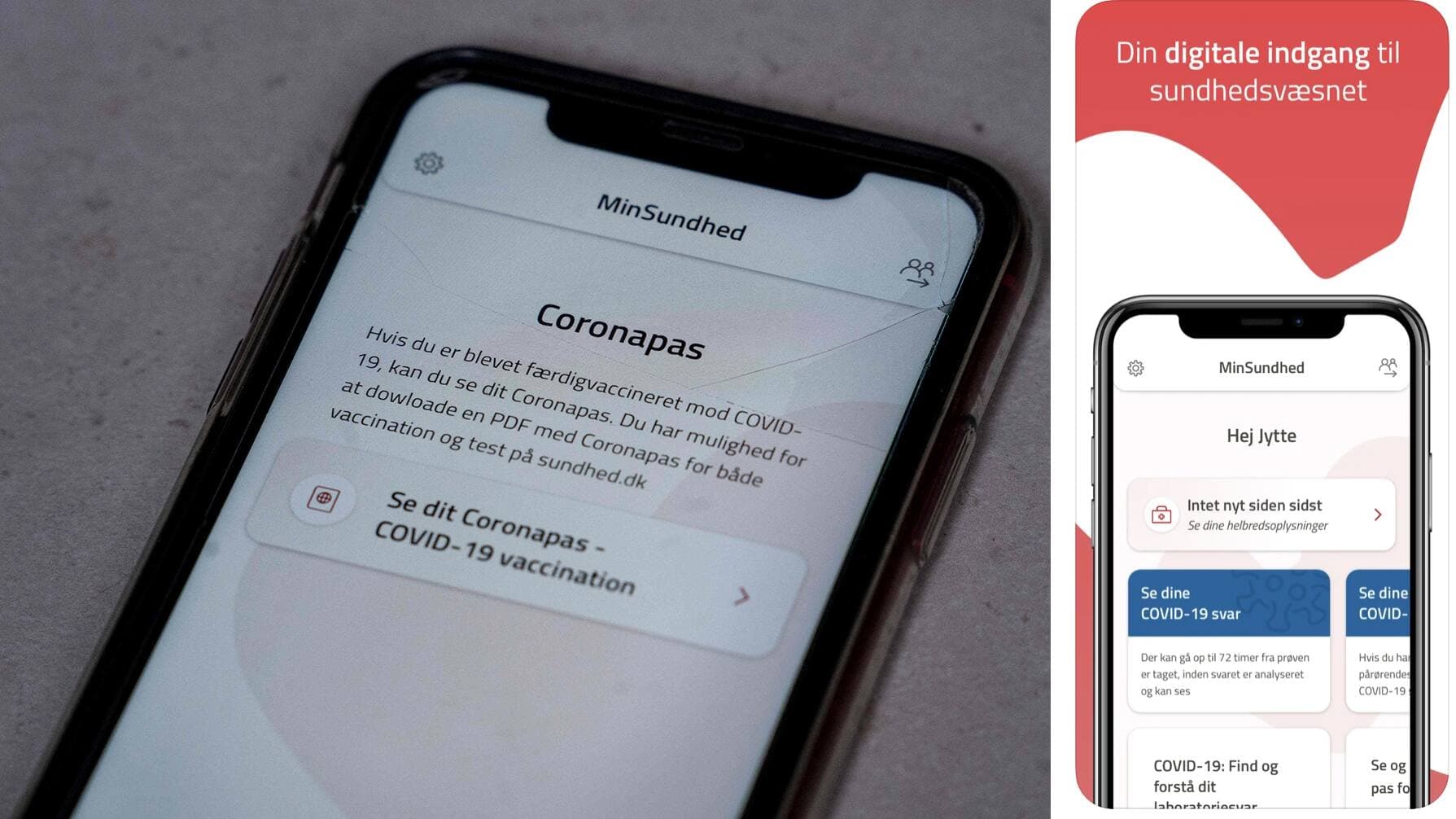 Photo AFP et capture d’écran, MinSundhed App Store