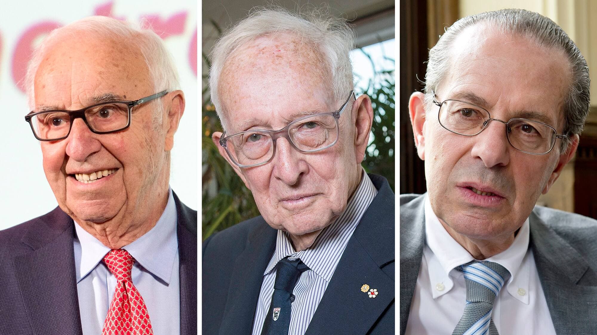 Jean Coutu (à gauche), Stephen Jarislowsky (au centre) et Larry Rossy (à droite)