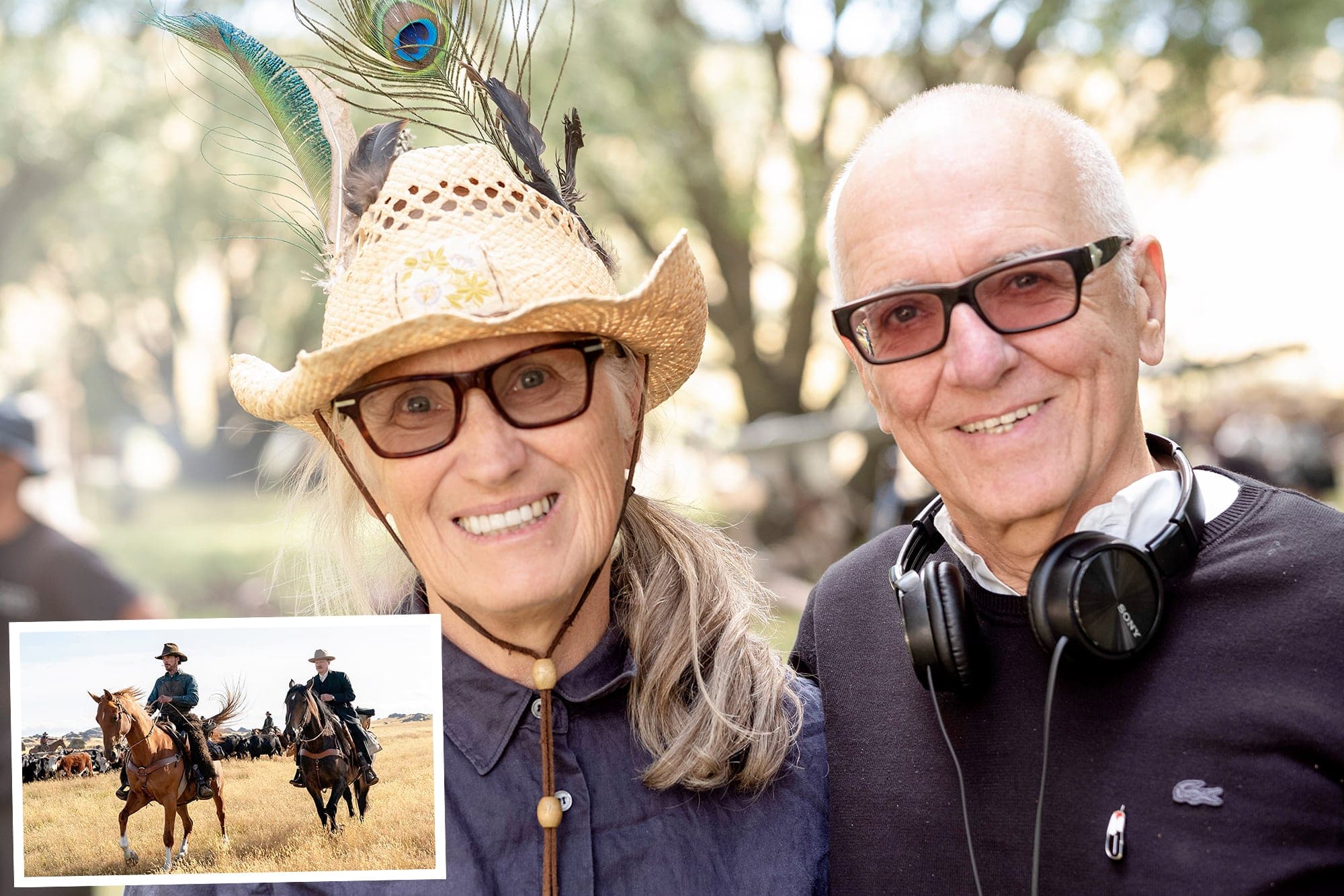 Le producteur Roger Frappier et la réalisatrice Jane Campion pendant le tournage du film Le pouvoir du chien, en Nouvelle-Zélande.