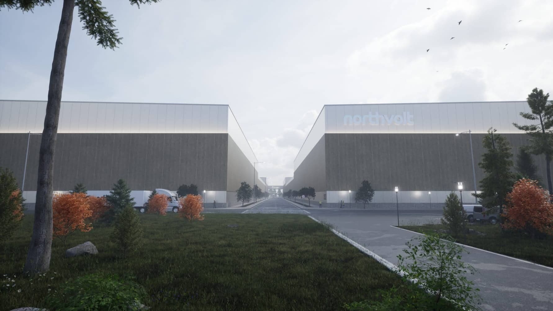 Rendu 3D de l'usine québécoise Northvolt Six