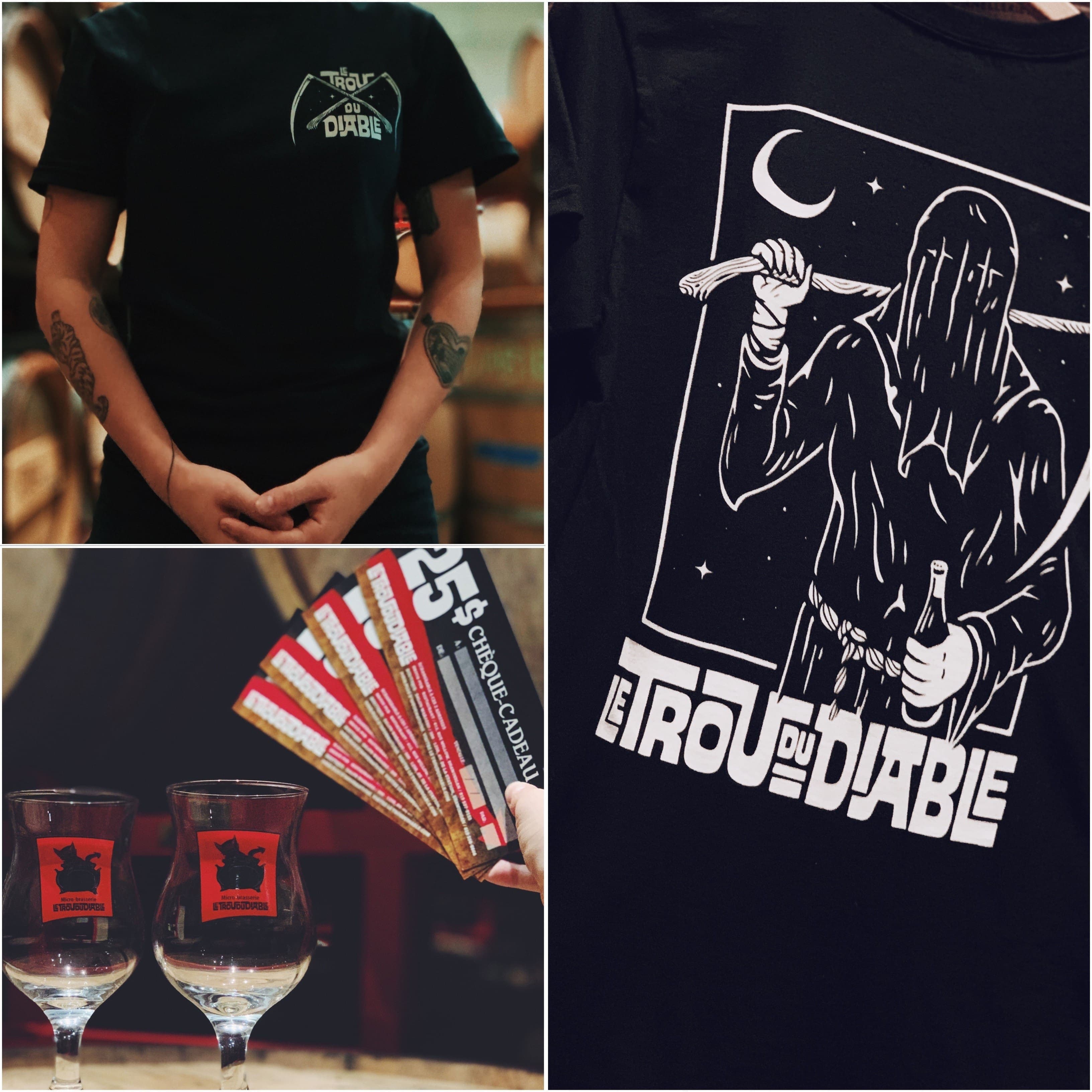 Verres et t-shirt Adeptus Tenebris de Trou du diable et Red Barrels