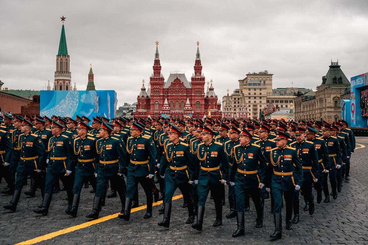 Le défilé du 9 mai 2021 à la Place Rouge, devant le Kremlin, à Moscou.