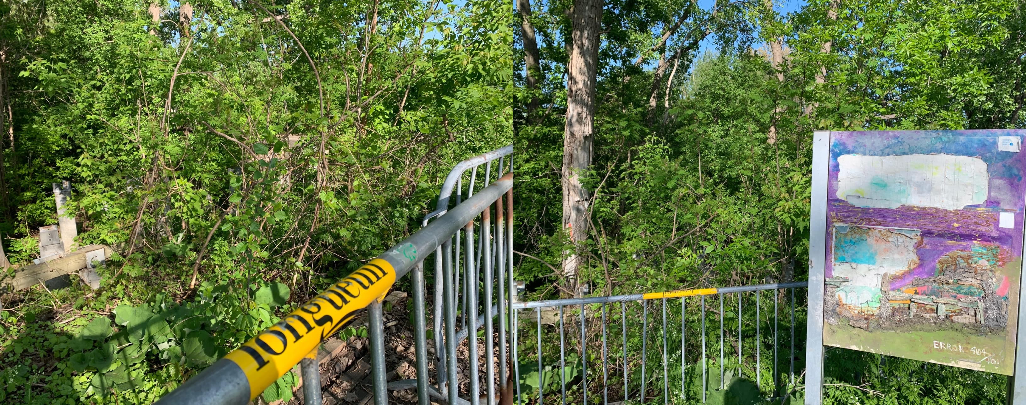 Les restes d'un pont de bois sont toujours visibles, autrefois érigé pour marcher jusqu'au bout d'une petite péninsule.