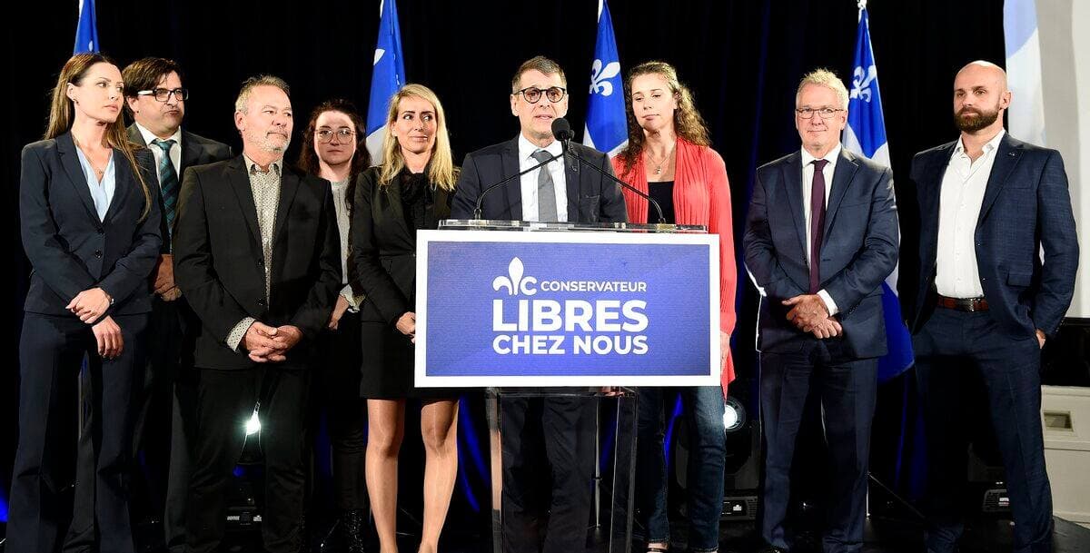 Éric Duhaime a livré un discours à ses militants.