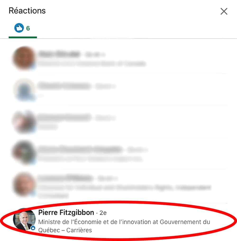 Capture d'écran LinkedIn