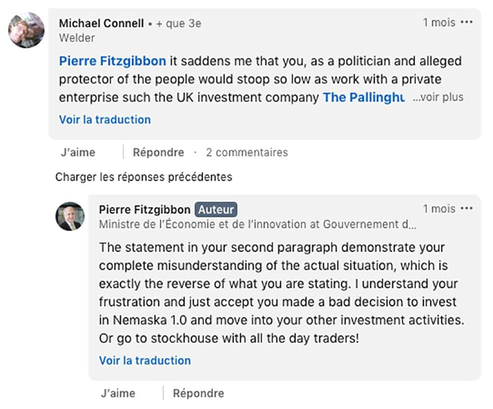 Capture d'écran LinkedIn
