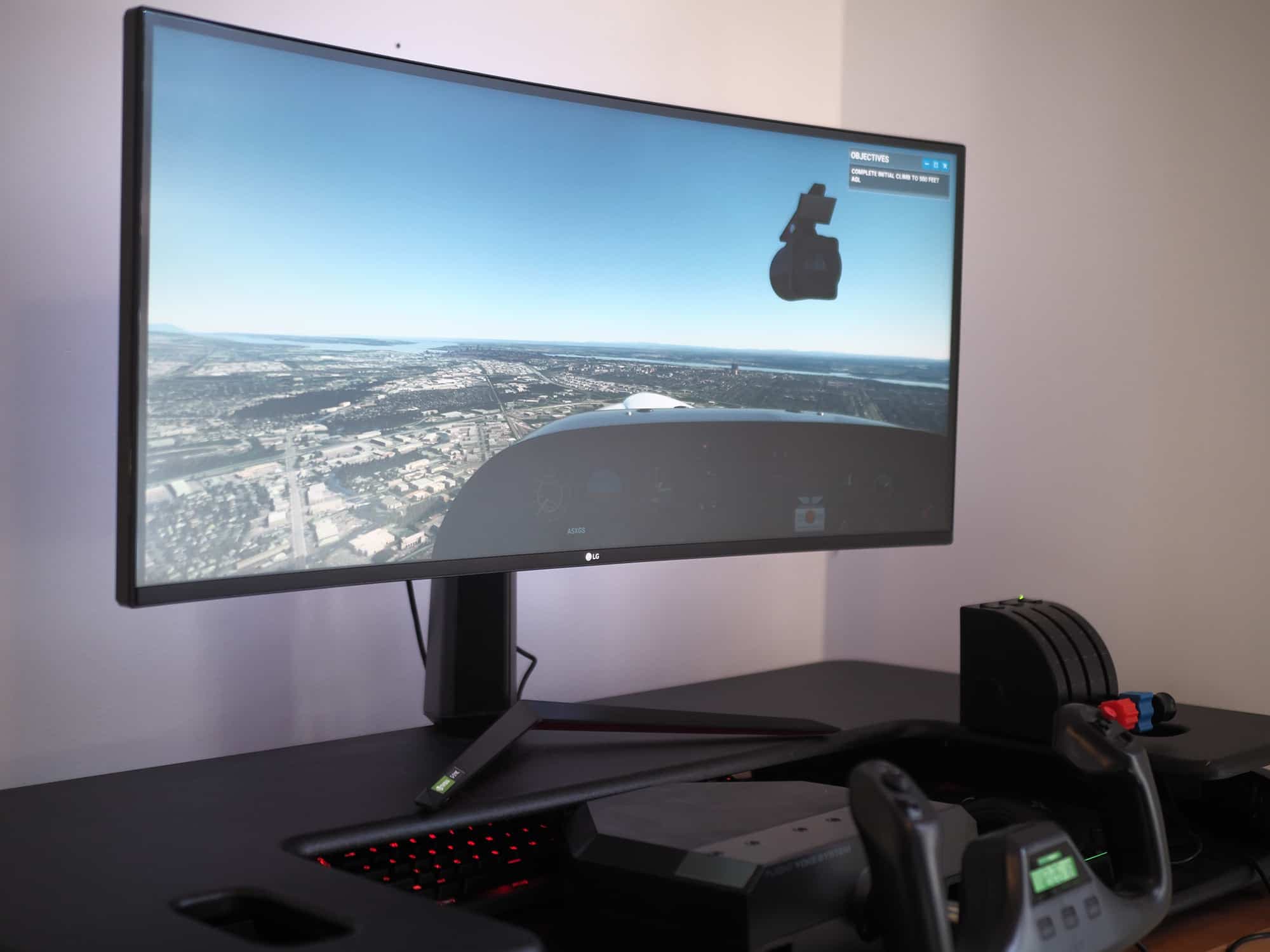 Un jeu comme Microsoft Flight Simulator est particulièrement immersif avec un grand écran ultralarge.