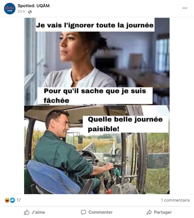 PHOTO Capture d'écran tirée de la page Facebook Spotted: UQÀM